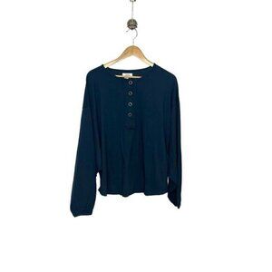 Ariat Women's Pinon Crew Neck Long Sleeve Henley Top Blue Western Size XXL